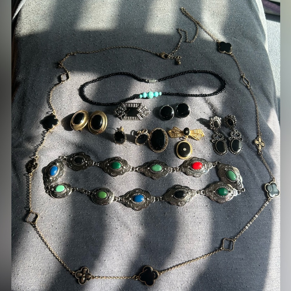 9 piece sets Elegant black goth jewelry art deco - modern Multi Color Jewelry